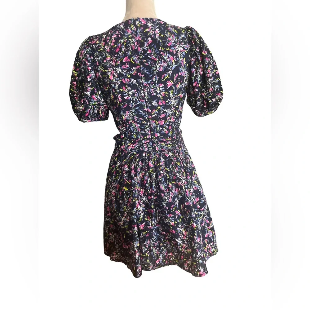 French Connection Navy Blue Floral Cotton Eyelet Lace Mini Dress with Cutouts - Picture 9 of 16